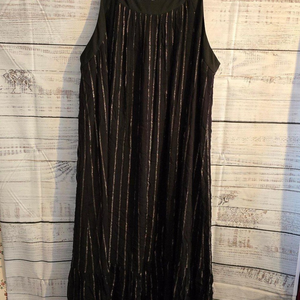 Rachel Roy Minimalist NwT Maxi Dress black & gold womans plus size 2X
